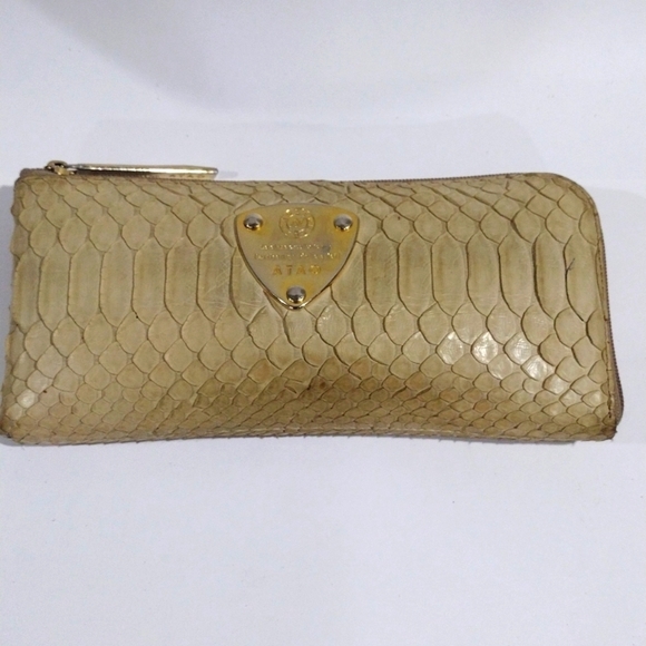 Authentic ATAO Genuine Exotic Python Skin Leather "Limo" Slim Long Wallet - Picture 1 of 14